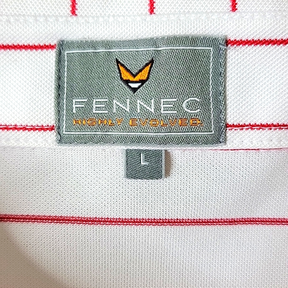Fennec Golf Polo Shirt Size Large White with Red Stripe Logo Embossed OC - Picture 7 of 8